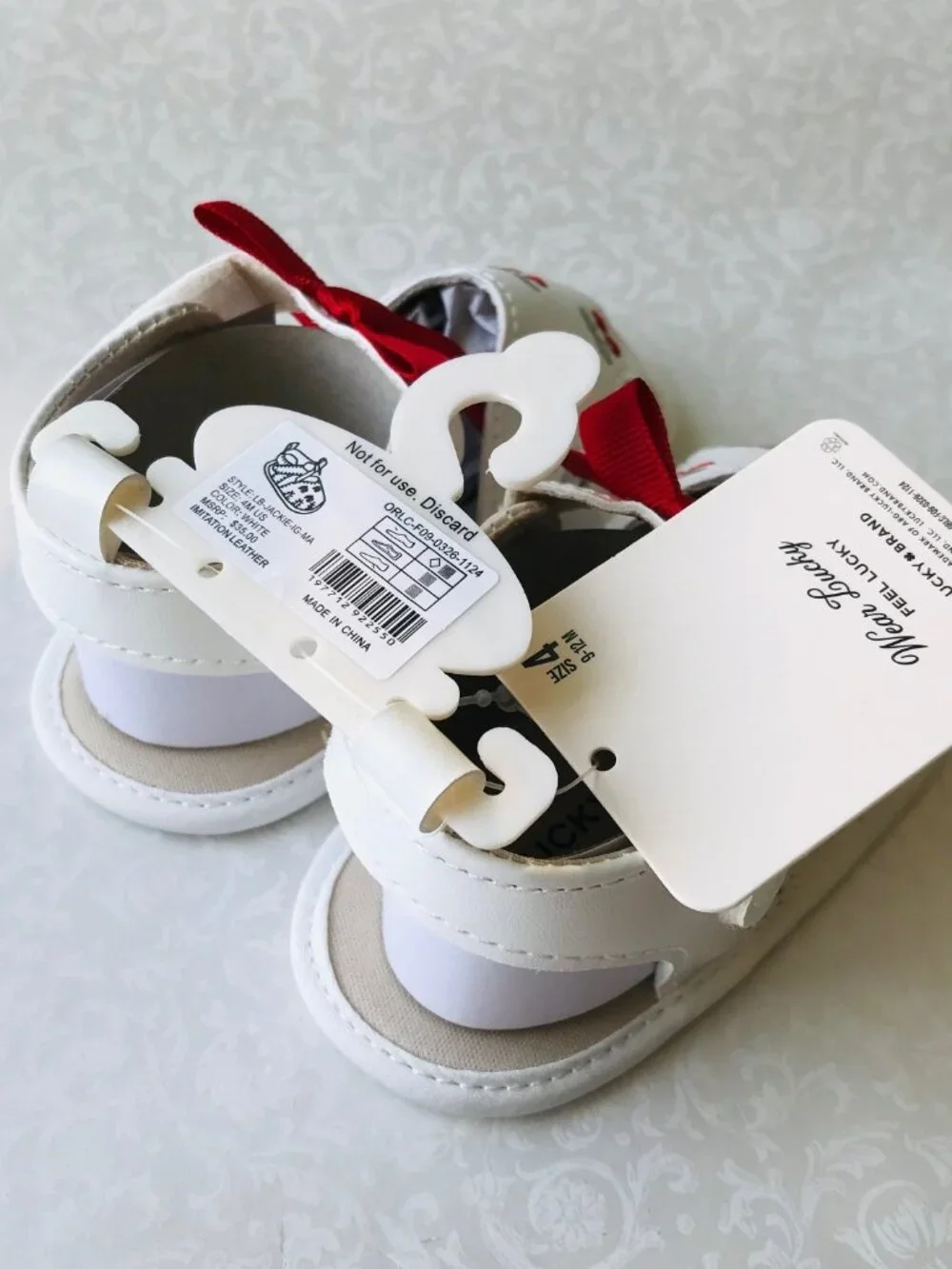 LUCKY BRAND Crib Shoes  Size : 4M (9-12M)  White Cherry Strap Closure